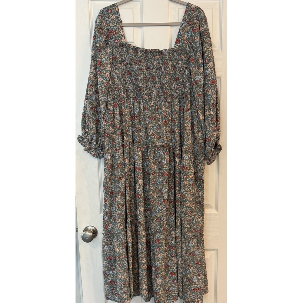 Umgee Maxi Dress 2XL Floral Smocked‎ Maternity Shoot Baby Shower Ruffle Feminine